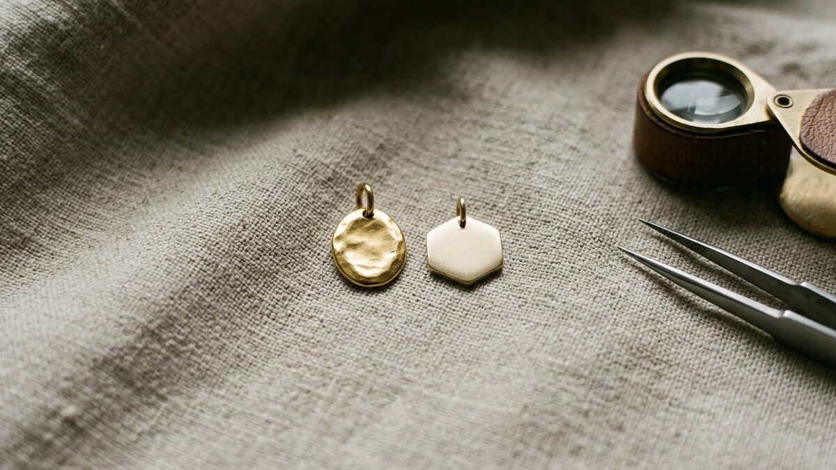 14K and 18K gold jewelry side by side on neutral linen