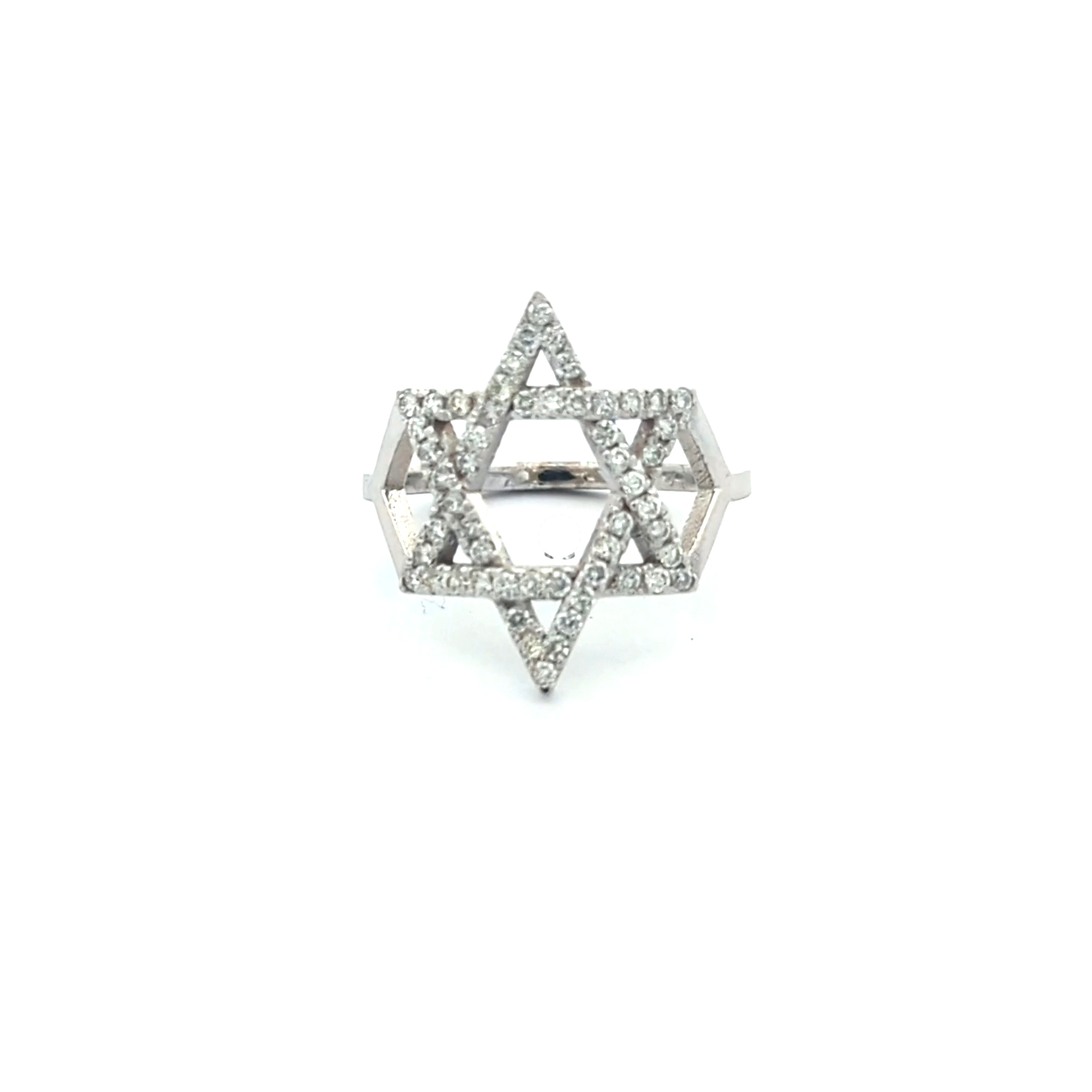 Diamond Star of David Accent Ring — White Gold