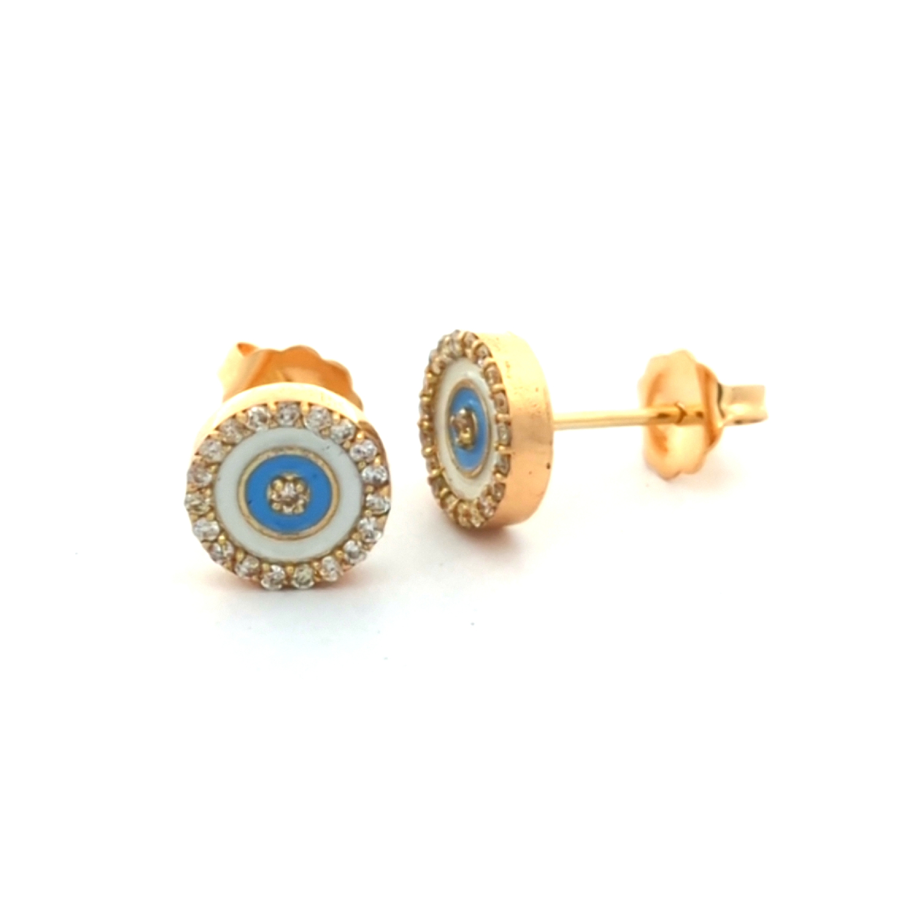 Evil Eye Enamel Diamond Earring — Yellow Gold