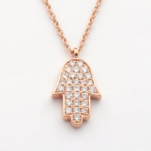 Hamsa Diamond Necklace — Rose Gold