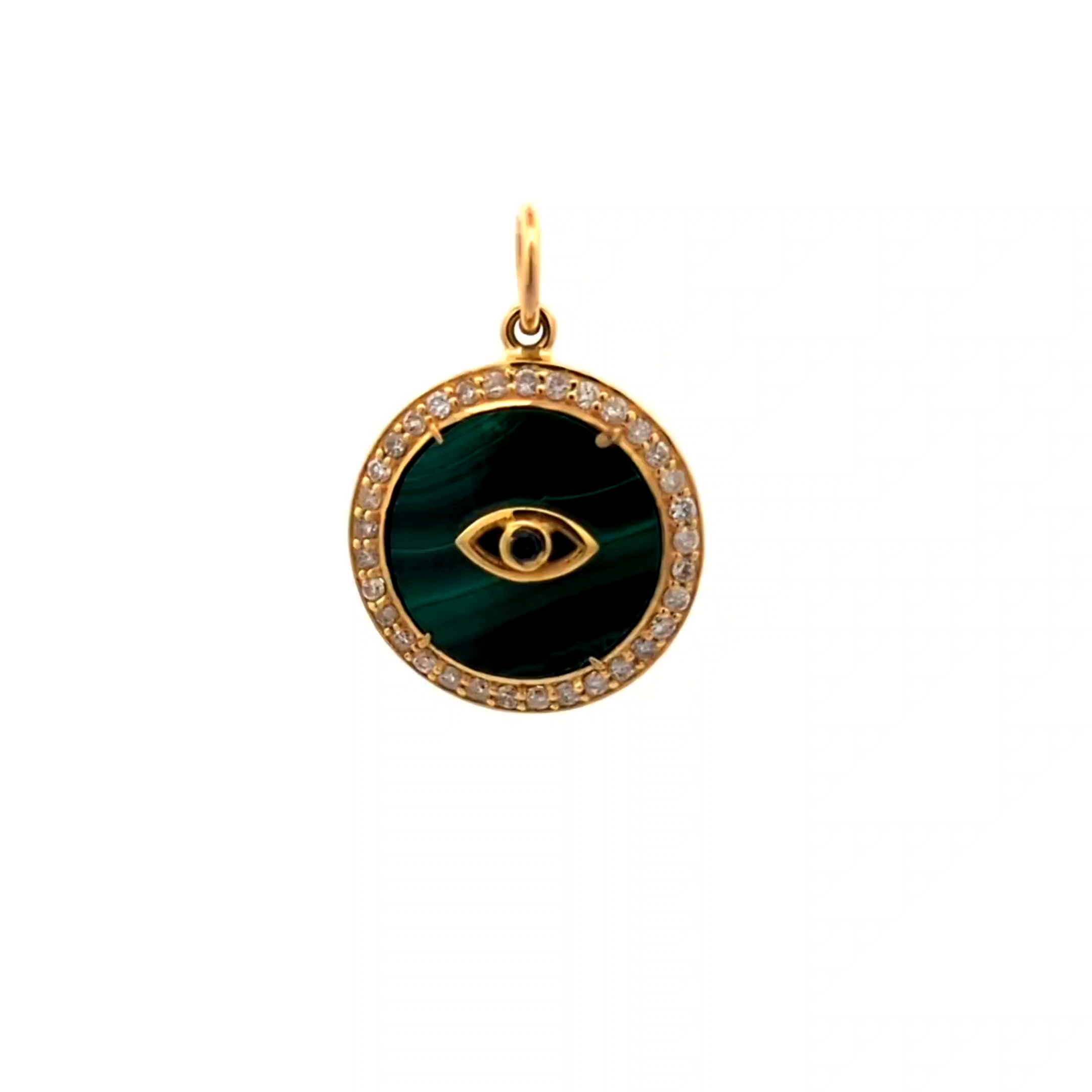 Lapis Round Evil Eye Diamond Pendant — Yellow Gold