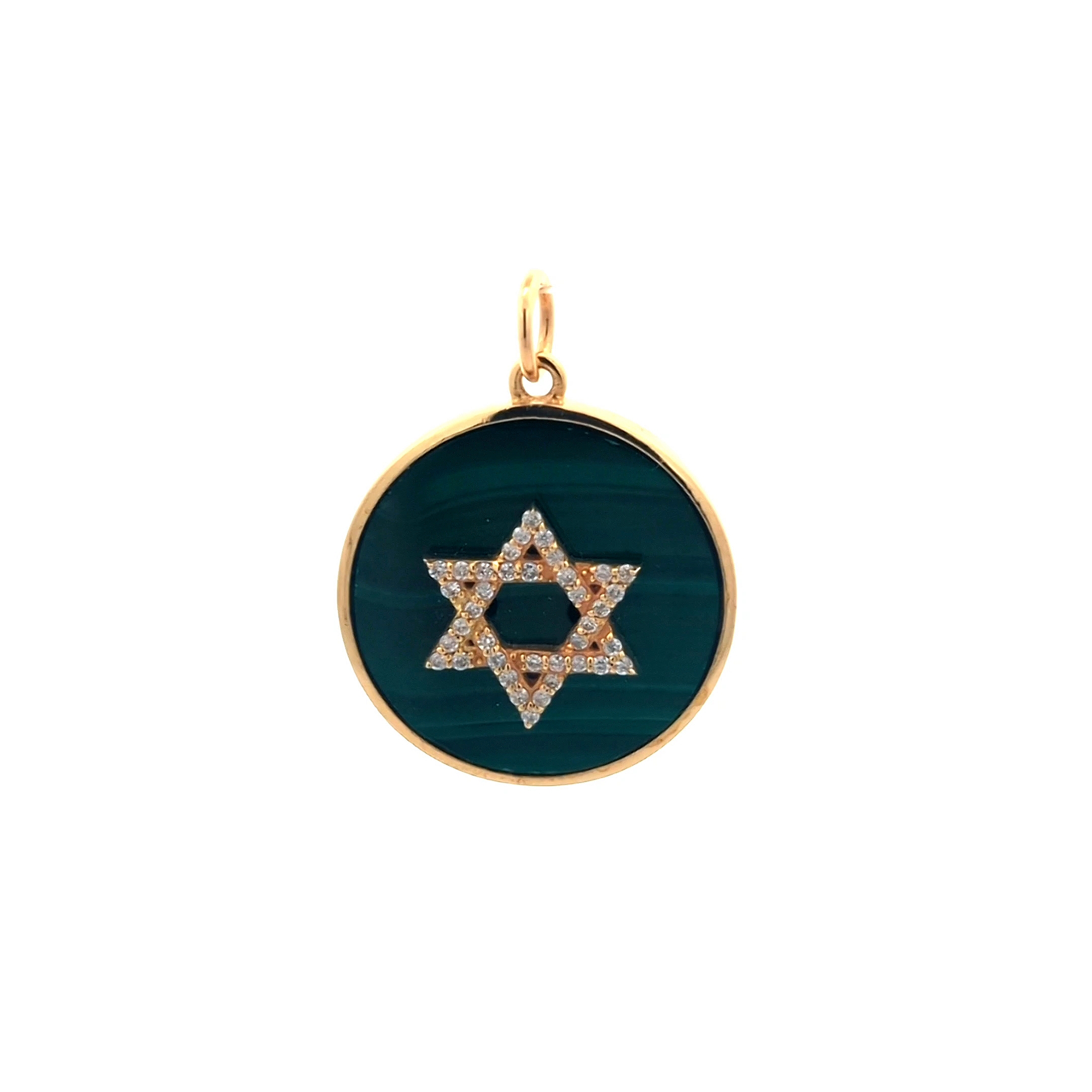 Malachite Star of David Pendant — Yellow Gold
