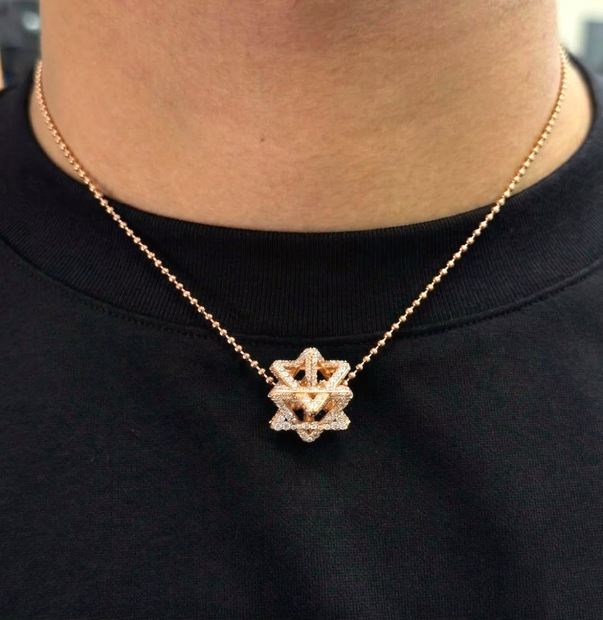 Regular Merkabah with 2.87 CT Diamonds — Rose Gold — view 7