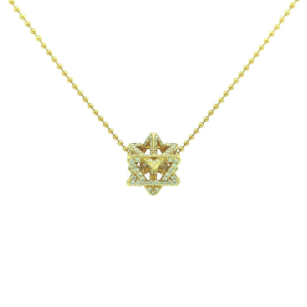 Regular Merkabah with 2.87 CT Diamonds — Yellow Gold — view 3