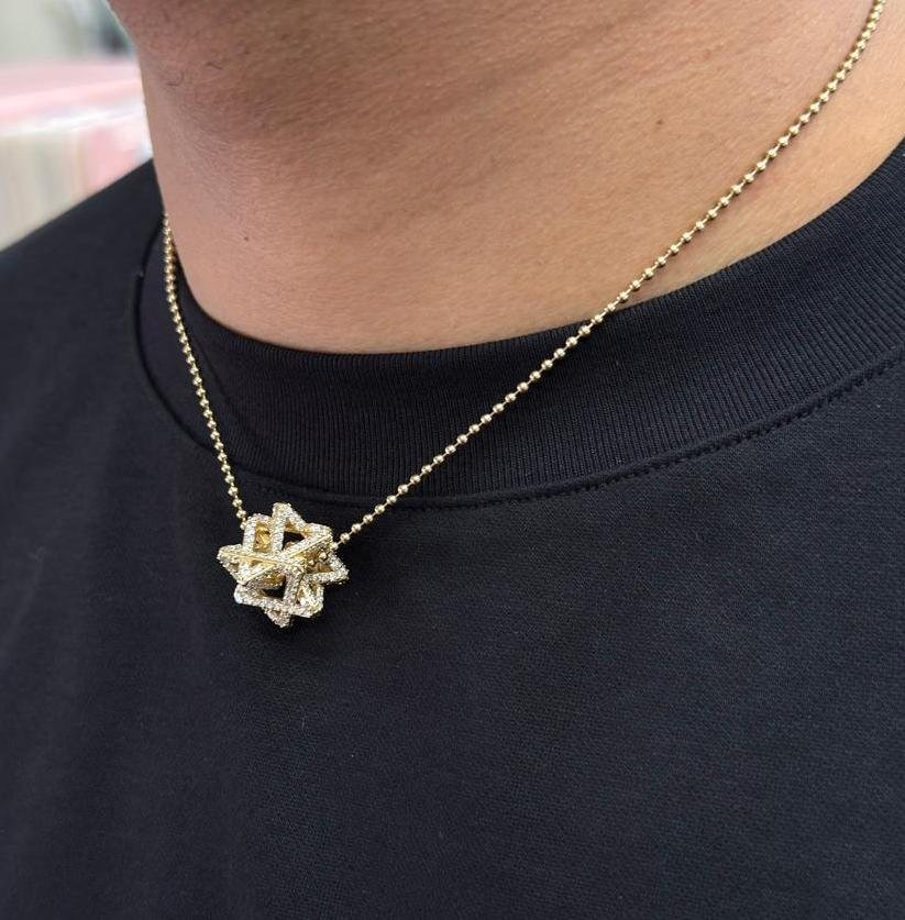 Regular Merkabah with 2.87 CT Diamonds — Yellow Gold — view 9