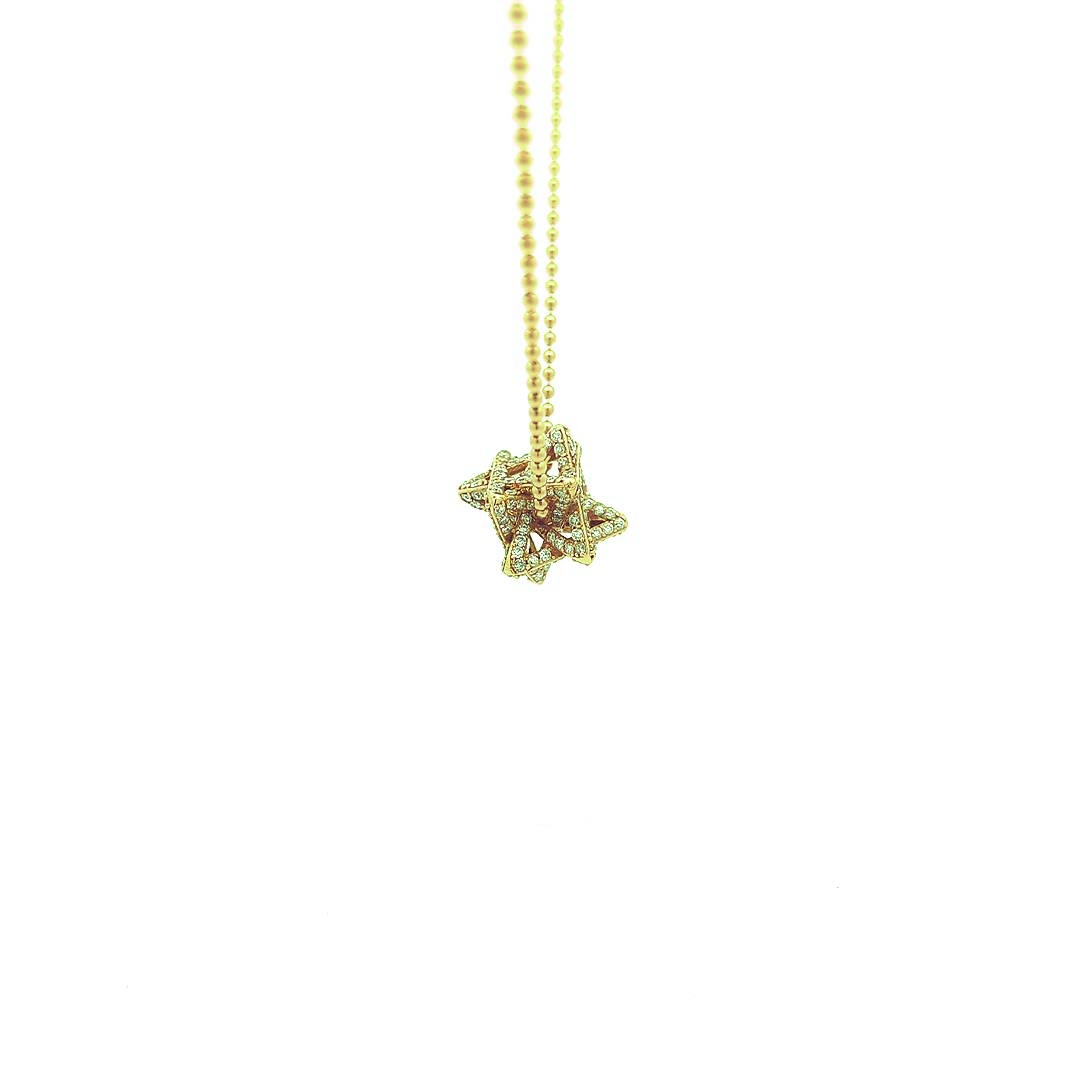 Small Merkabah with 1.6 CT Diamonds — Yellow Gold — view 4