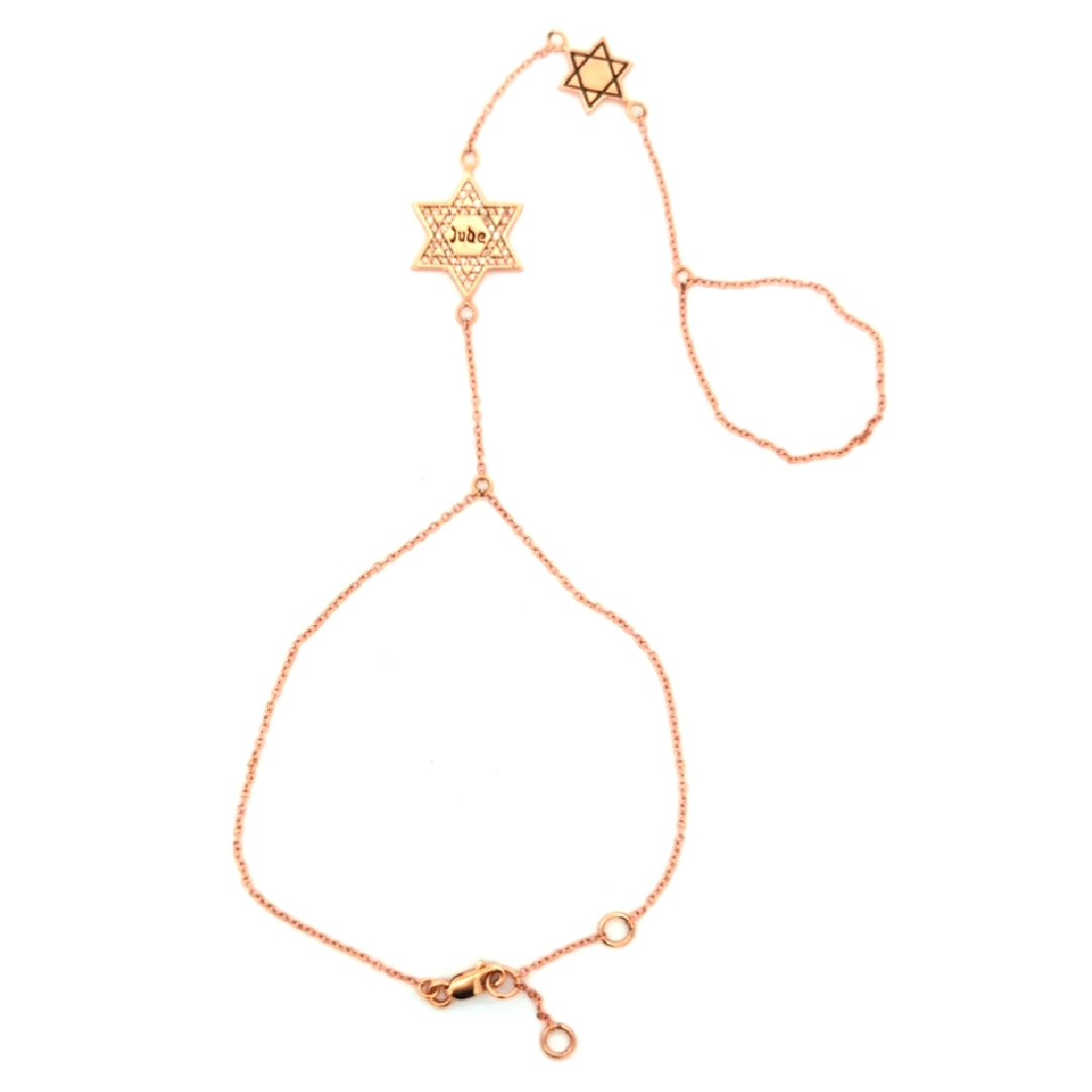 Diamond & Enamel Star of David Hand Chain — Rose Gold