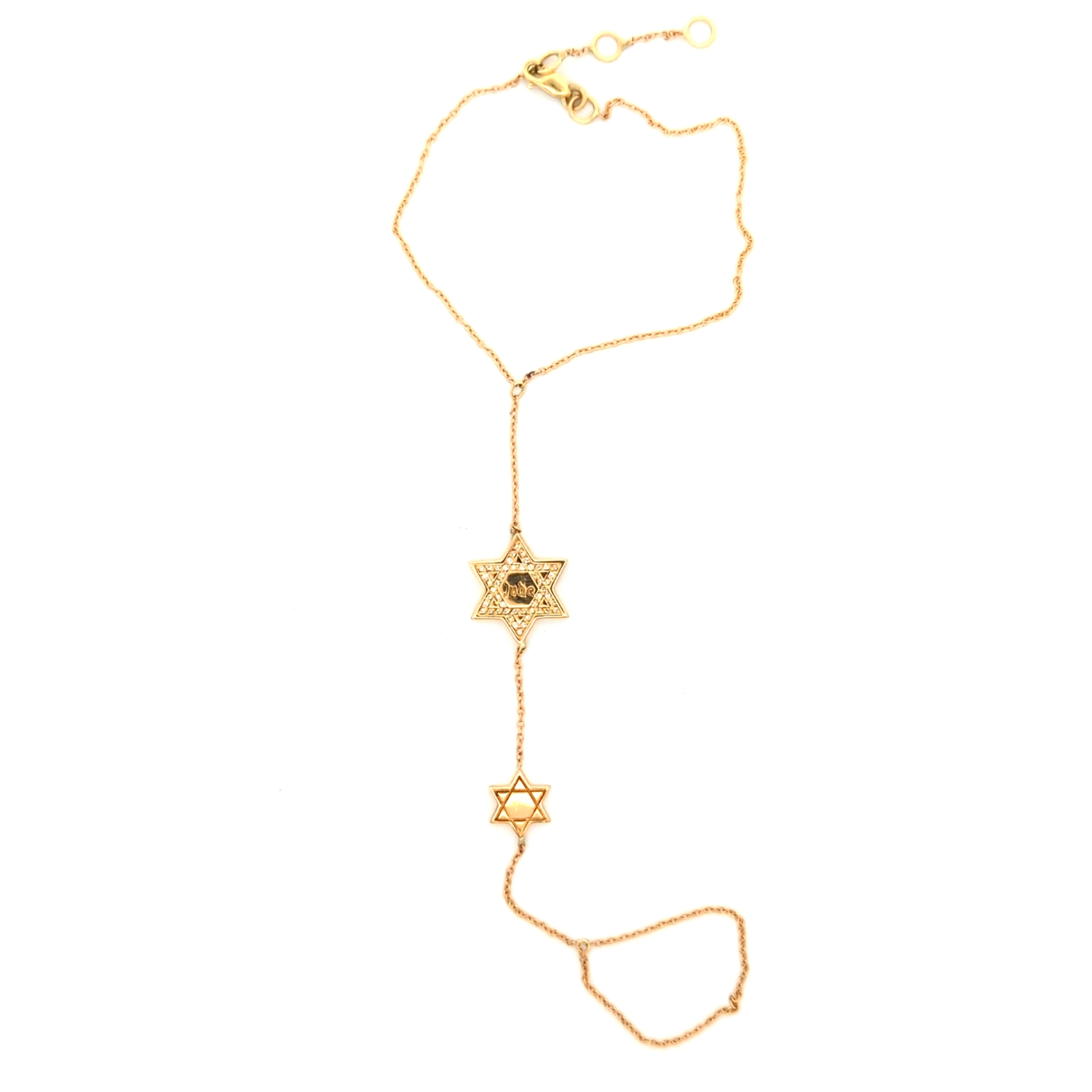 Diamond & Enamel Star of David Hand Chain — Yellow Gold