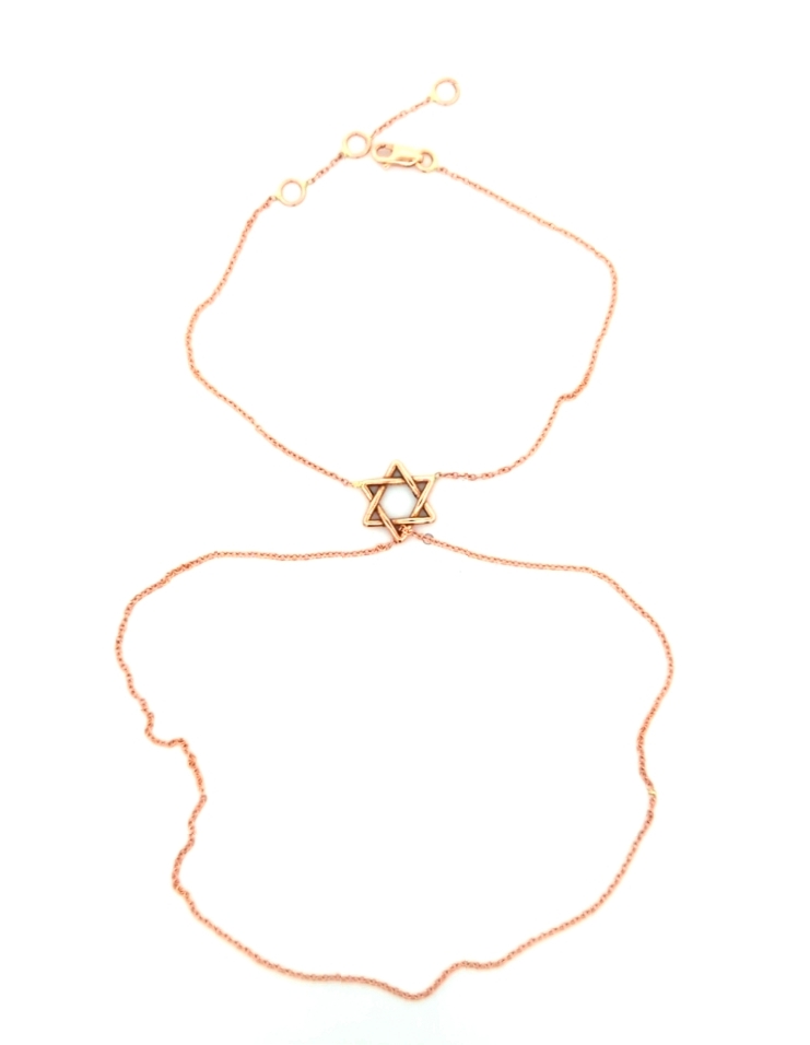 Double Loop Star of David Hand Chain — Rose Gold