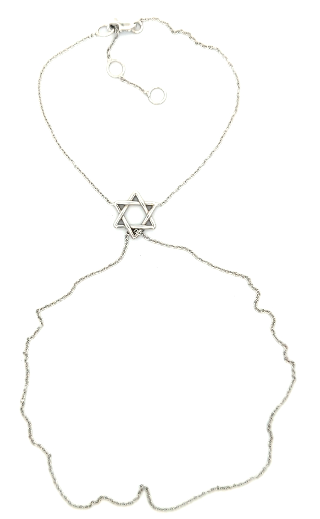 Double Loop Star of David Hand Chain — White Gold