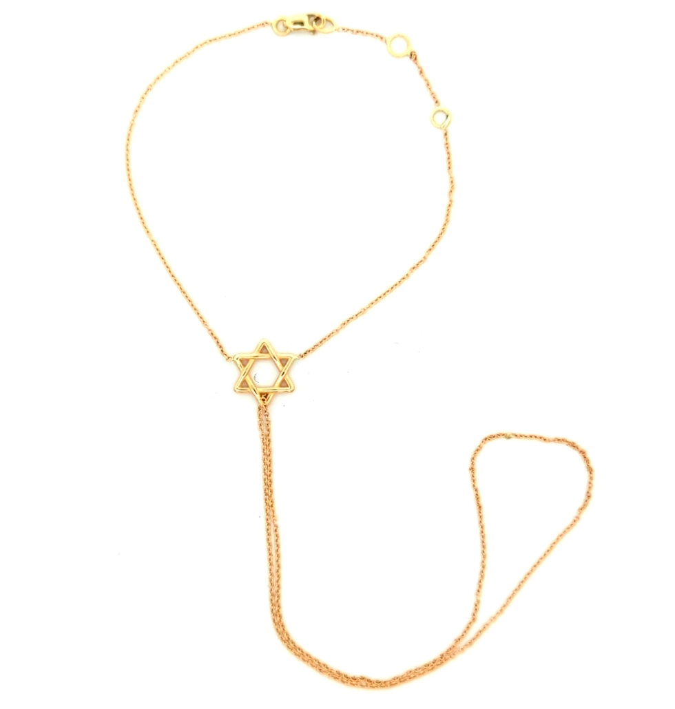 Double Loop Star of David Hand Chain — Yellow Gold