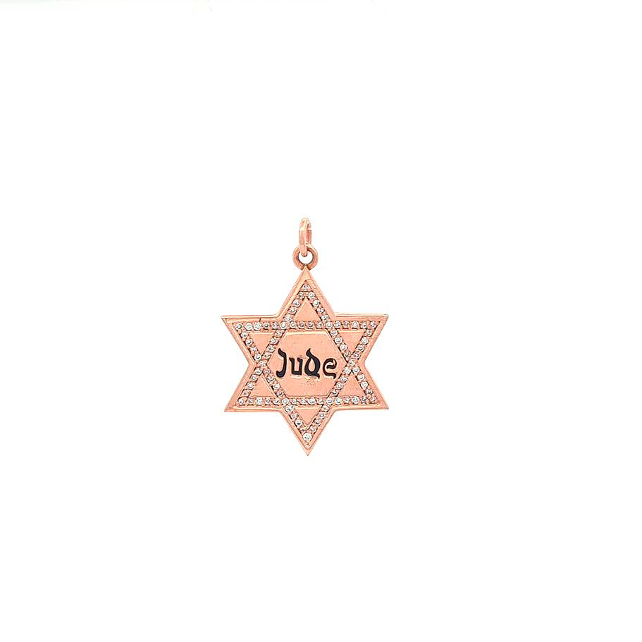 Star of David Jude Pendant w/ Diamonds (Large) — Rose Gold