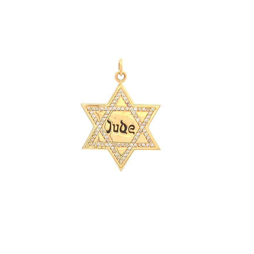 Star of David Jude Pendant w/ Diamonds (Medium) — Yellow Gold