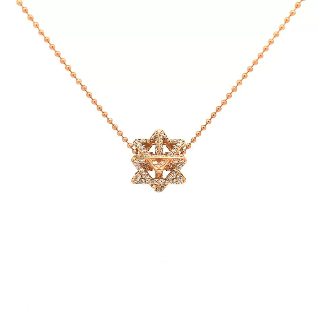 Regular Merkabah Star of David with 2.87 ct Diamonds in 14K Rose Gold