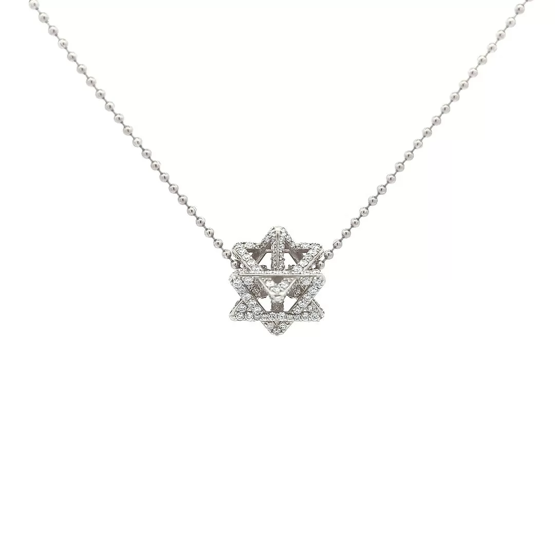 Regular Merkabah Star of David with 2.87 ct Diamonds in 14K White Gold