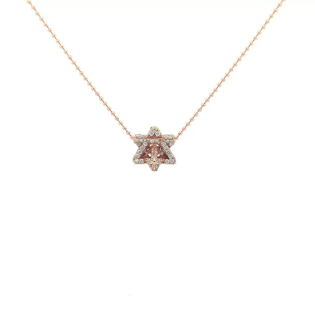 Small Merkabah Star of David with 1.6 ct Diamonds in 14K Rose Gold