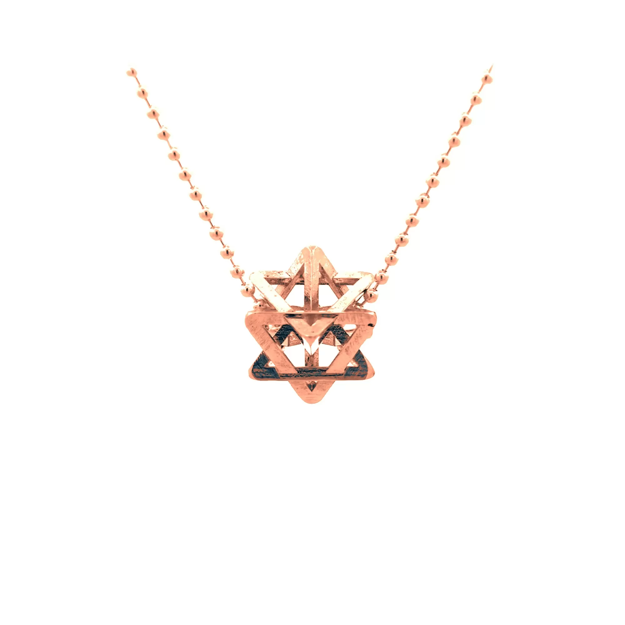 Small Merkabah Star of David in Solid 14K Rose Gold
